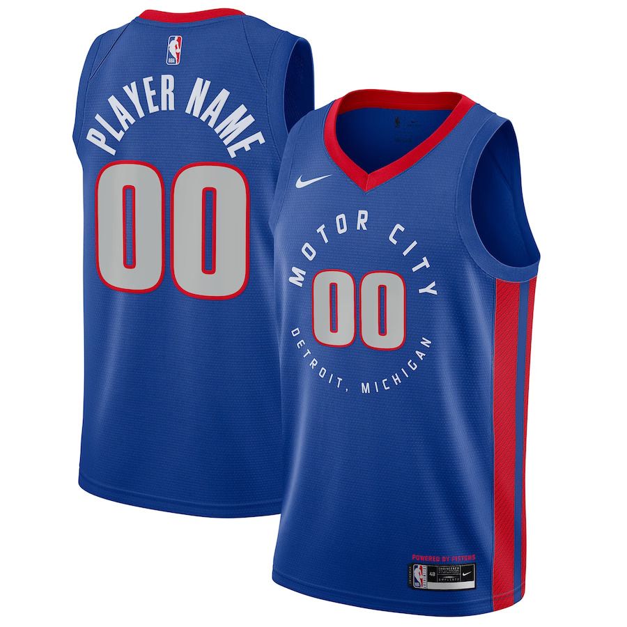 Men Detroit Pistons Nike Blue City Edition Swingman Custom NBA Jersey